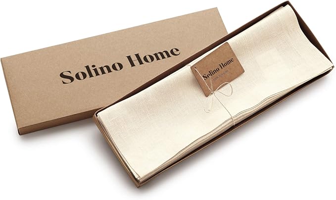 Solino Home Ivory Placemats Set of 4-100% Pure Linen Placemats 14 x 14 Inch for Spring, Easter - Fete