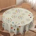 Medieval Round Tablecloth, Boho Mid Century Abstract Modern Retro Colors Pattern Tablecloth for Home Party Dining Room Kitchen Decor 60Inch(152cm)