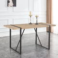 55'' Kitchen Table,Dinner Table for 4-6, Kitchen & Dining Room Tables,Wood Dining Table with Metal Legs for Living Room & Dining Room
