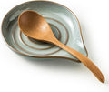 LAUCHUH Spoon Rest, 5" Large Spoon Holder for Stove Top Ceramic Spoon Rest Spatula Rest for Kitchen Utensils, Ladle, Coffee Spoons, Cooking Spoons, Spatula, Tongs, Unique Gray