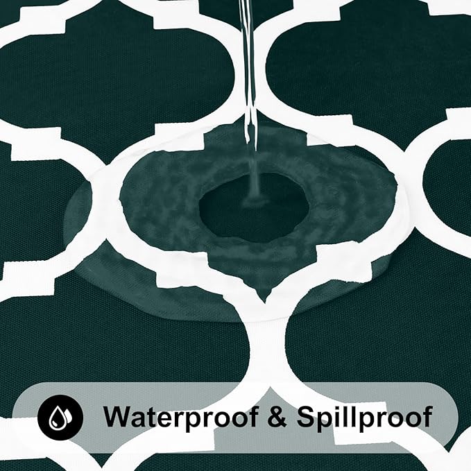 Smiry Round Plastic Table Cloth, Waterproof Vinyl Tablecloth with Flannel Backing for Round Tables, Wipeable & Spillproof for Dining, Camping, Indoor and Outdoor (60" Round, Hunter Green)