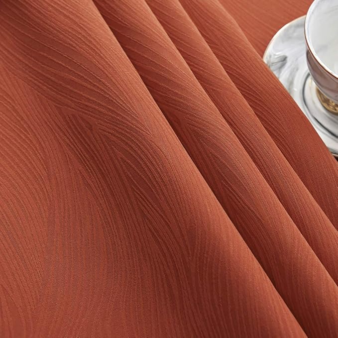 maxmill Jacquard Tablecloth Swirl Design Spillproof Wrinkle Free Heavy Weight Soft Table Cloth Halloween Decorative Fabric Table Cover for Fall Harvest Thanksgiving Dinner, Square 70 x 70 Inch Rust