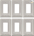 6-Pack Decorator Outlet Cover Plate, Decorative Switch Plates and Outlet Covers, Brushed Nickel Metal Wall Plates for Electrical Outlets, Receptacle, GFCI Outlet, Dimmer Switch