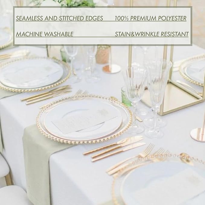 10 Pack White Table Cloth 60 x 102 Inch Polyester tablecloths for 6 FT Rectangle Tables, Stain and Wrinkle Resistant Washable Fabric White Table Covers for Parties
