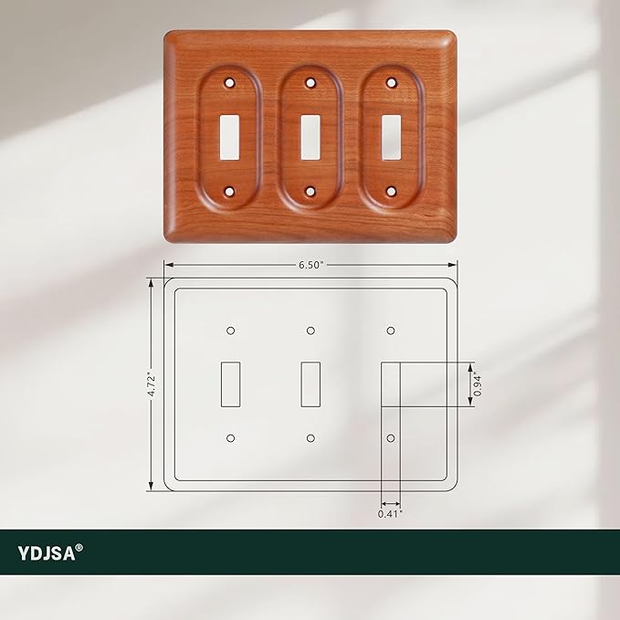 Triple Rocker 3 Light Switch Cover Cherry Wood Durable Elegant Design Perfect for Home Decor Upgrade Your Interior and Style