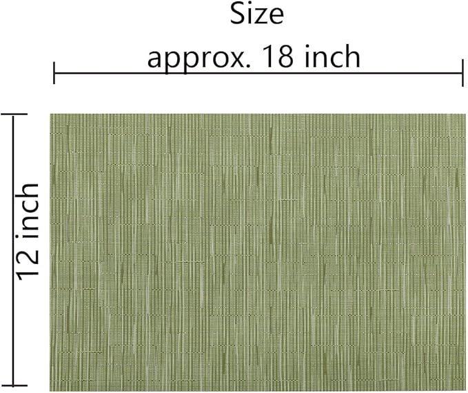 SHACOS Placemats Set of 6 Woven Vinyl Place Mats for Dining Table Wipe Clean Non Slip Christmas Table Mats (6, Olive Green)