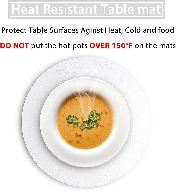 Embossed PU Leather Placemats, Waterproof Coffee Coasters, Kitchen Table Mats, Easy to Wipe Off for Dining Round Table