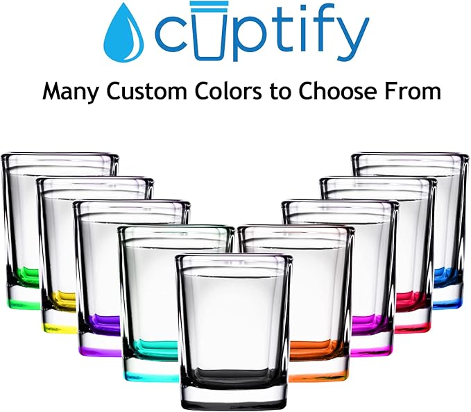 Personalized Shot Glasses Set of 4 Initial and Name 2oz Teal Bottom Etched Square Shot Glass Engraved with Custom Text Birthday Gift for Men and Women