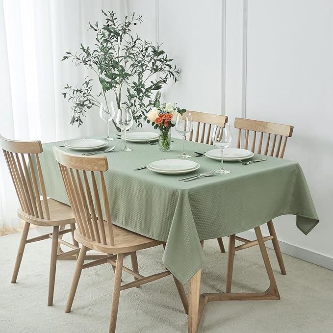 maxmill Weaved Texture Rectangle Tablecloth Water Resistant Wrinkle Free Spill-Proof, Soft Table Cloth for Dining Room Decoration, Banquet Parties Event Holiday Dinner, 60 x 84 Inch Sage Green