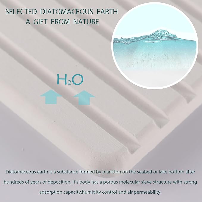 2 PCS Water Absorbent Diatomite Coasters (12.2" x 4"), Grooved Design, Water Absorbing Stone Used for Hand Soaps & Plants & toiletries in The Modern Home