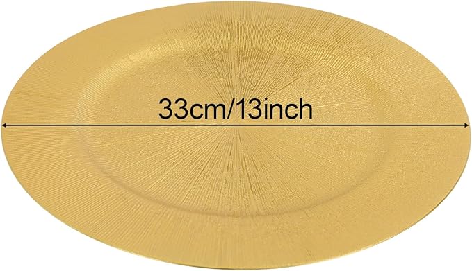100 Pcs Antique Charger Plates Bulk, 13in Reusable Serving Plates Embossed Rim Plastic Party Dinner Plate Chargers Round Decorative Server Plate for Wedding Party Event Tableware