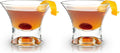 Viski Heavy Base Stemless Manhattan Glasses Set of 2 - Premium Crystal Cocktail Glass, Stemless Martini Glasses, Cocktail Glass Gift Set, 7 oz