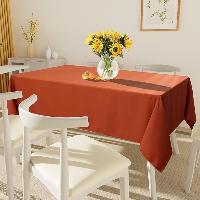 Smiry Rectangle Table Cloth, Waterproof Anti-Scratch Polyester Tablecloth, Decorative Washable Fabric Table Cover for Dining, Buffet, Parties and Outdoor, 60x102, Rust