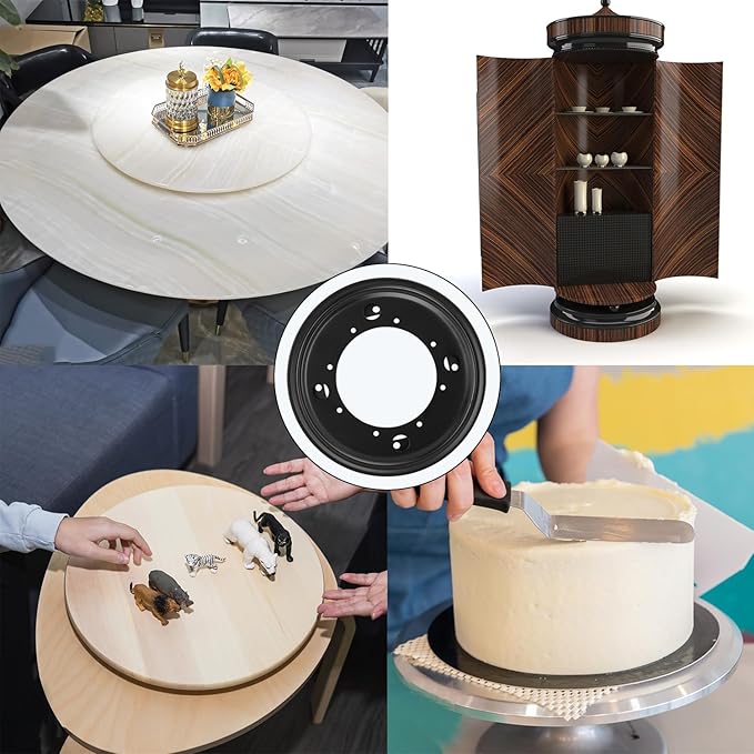 5 Pack 9 Inch Round Lazy Susan Hardware, 5/16 inch Thick Rotating Swivel Lazy Susan Turntable Bearing Plate for Kitchen, Restaurant, Black
