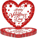20 Pieces Happy Valentine's Day Paper Plates, 7" Disposable Rose Love Heart Paper Plates Dessert Dinner Plate, Weddings Anniversary Valentine's Day Party Supplies