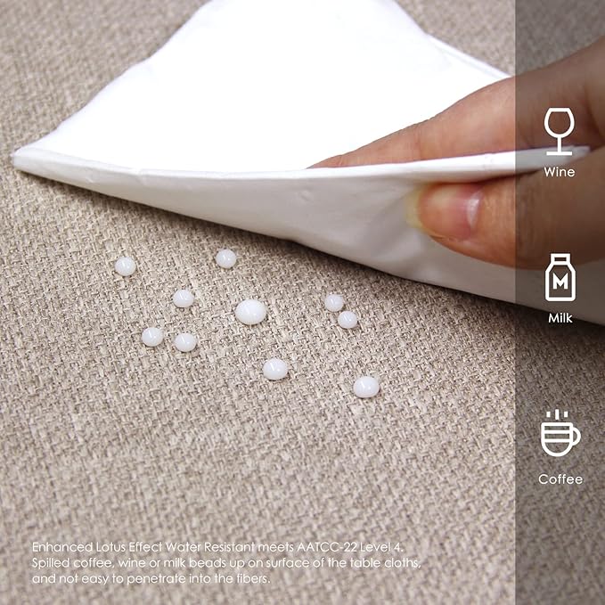 BALCONY & FALCON Square Tablecloth - Small Waterproof Table Cloth, Wrinkle Resistant Table Cover Linen Fabric Tablecloths for Dining Kitchen Wedding and Outdoor Decoration (Beige, 55"x55")