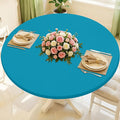 Round Spandex Tablecloth, Elastic Fitted Waterproof Tablecloths for 45"-56" Tables, Stretch Washable Picnic Table Cover for Camping, Dining, Indoor and Outdoor, Turquoise