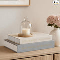 Upgraded Decorative Books for Home Decor - Coffee Table Faux Books for Decoration, Linen Fake Book Storage Box for Entryway, Bookshelf, Modern, Boho, Farmhouse & Neutral Aesthetic Decor, Set of 2