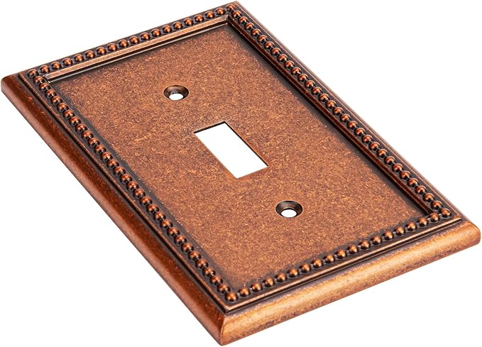 Henne Bery Raised Pearls Decorative Wall Plate Switch Plate Outlet Cover (Single Toggle 3PK, Sponged Copper)