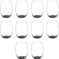 DISCOUNT PROMOS 10 ARC Stemless Wine Glasses Set, 21 oz. - Chardonnay, Cabernet, Merlot, Sauvignon - Black