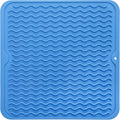 Silicone Dish Drying Mat for Multiple Usage,Easy clean,Eco-friendly,Heat-resistant Silicone Mat for Kitchen Counter or Sink,Refrigerator or Drawer liner Lichen BlueL M 12 inches x 12 inches