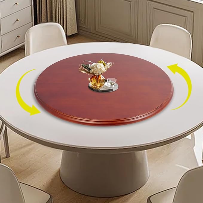 27.56" Dining Table Turntable, Wooden Rotating Serving Tray Round Tabletop Serving Plate Large Round Serving Plate Tabletop Rotating Tray Organizer for Table Top Counter Top