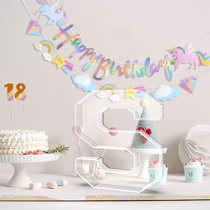 13.8" Acrylic Letter Charcuterie Tray, Charcuterie Letters Fillable Box for Food, Reusable Serving Cake Candy Dish Display Tray for Birthday Anniversary Party Decoration (Letter S)