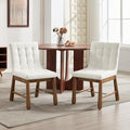 CIMOTA Modern Tufted Dining Chairs Set of 2 for Kitchen, Farmhouse White Linen Fabric Kitchen & Dining Room Side Chairs with Cushion Back, Oak Wooden Frame, Thickened Upholstered