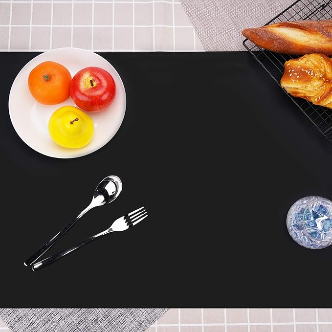 Gartful Silicone Mats for Countertop - Thicker, 28" by 20" Extra Large Multipurpose Mat, Counter Table Protector, Desk Saver Pad, Placemat Nonstick Nonskid Heat-Resistant Pad, Black, 2PCS