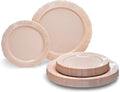 " OCCASIONS " 240 Plates Pack,(120 Guests) Vintage Wedding Party Disposable Plastic Plates Set-120x10.25'' Dinner +120x7.5'' Salad/Dessert Plate (Portofino in Blush/Antique Rose)
