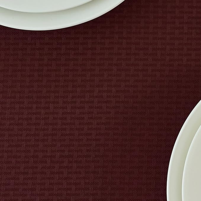 maxmill Square Jacquard Tablecloth Waterproof Spillproof Wrinkle Resistant Soft Weaved Design Table Cloth for Dinner and Party Washable Fabric Cover, Indoor and Outdoor Use, 60 x 60 Inch, Burgundy