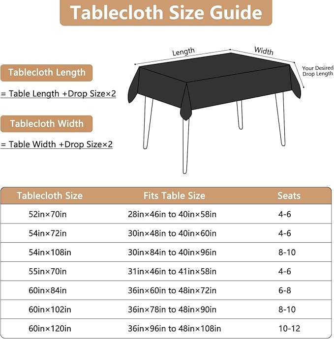 Fabric Black Rectangle Table Cloth Textured Stain Resistant & Wipeable Rectangular Tablecloth Easy Clean for Dining Banquet Party 60 x 120 Inch