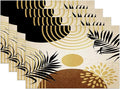 Boho Mid Century Placemats Abstract Golden Dots Leaves Modern Geometric Minimalist Aesthetic Washable Place Mats 12x18Inch for Dining Kitchen Farmhouse Decor 6 PCS