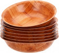 Fonteme|Winco 10-inch Wooden Serving Bowl, Set Of 6 | Round | Stackable | EZ To Wash | Great For Salads, Fruits, Snacks, And More [6PK]