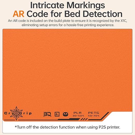 BIQU Cryogrip Pro Frostbite Matte Orange Cold Build Plate for Bambu-Lab P1S/P2S/P1P/X1C/X1E/A1 3D Printer 257x257MM Double-Sided Upgrade Room Temperature Print Removable Surface Platform