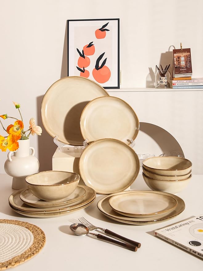 12-Piece Stoneware Dinnerware Set for 4 (Cream)