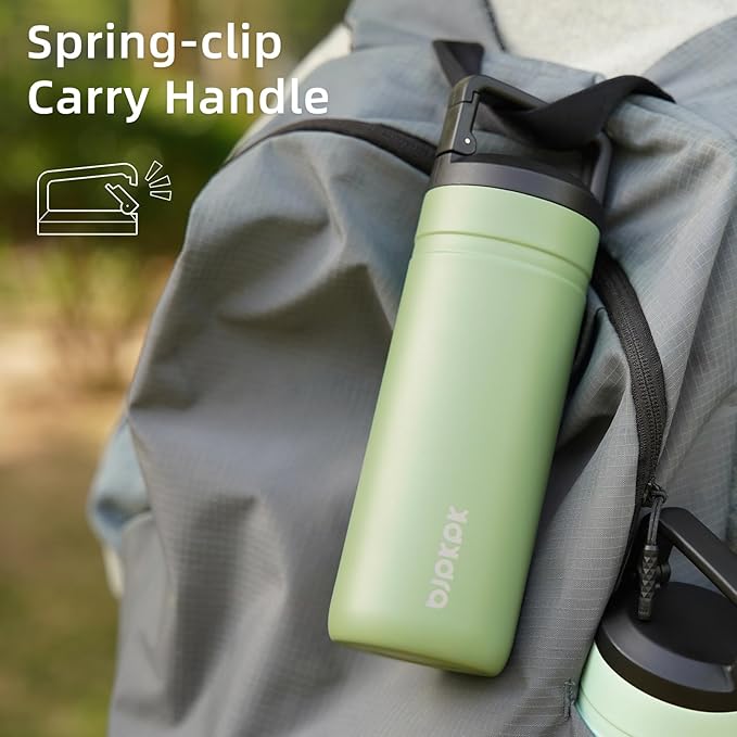BJPKPK Insulated Water Bottle with 2 Lids,20 oz Double Wall Stainless Steel Vacuum Tumbler Travel Coffee Mug,Wide Mouth Thermal Cup,Mint