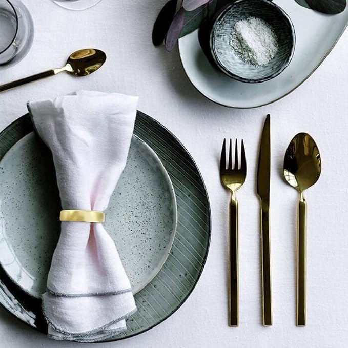 Cuff Brushed Gold Napkin Rings Set of 4, Modernist Napkin Ring Holder for Wedding, Banquet, Metallic Adornment for Table Settings, Glossy Serviette Buckles Decor (Semicircle)
