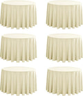 6-Pack Round 108-inch Beige Table Cloths, Solid Stain and Wrinkle Resistant Circular Tablecloth, Premium Plain Weave Polyester Fabric Table Linen Covers for Hotel, Banquet