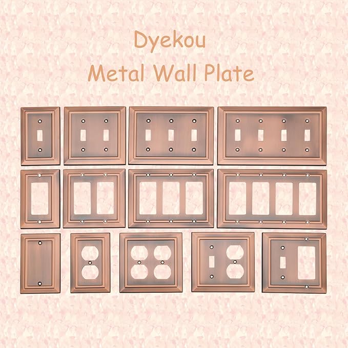 Metal Wall Plate for Electrical Outlets, Decorative Antique Copper Switch Plates Outlet Cover, Light Switch Cover Plate, 3-Gang Wall Plates (Triple Decoretor, 1 Pack)