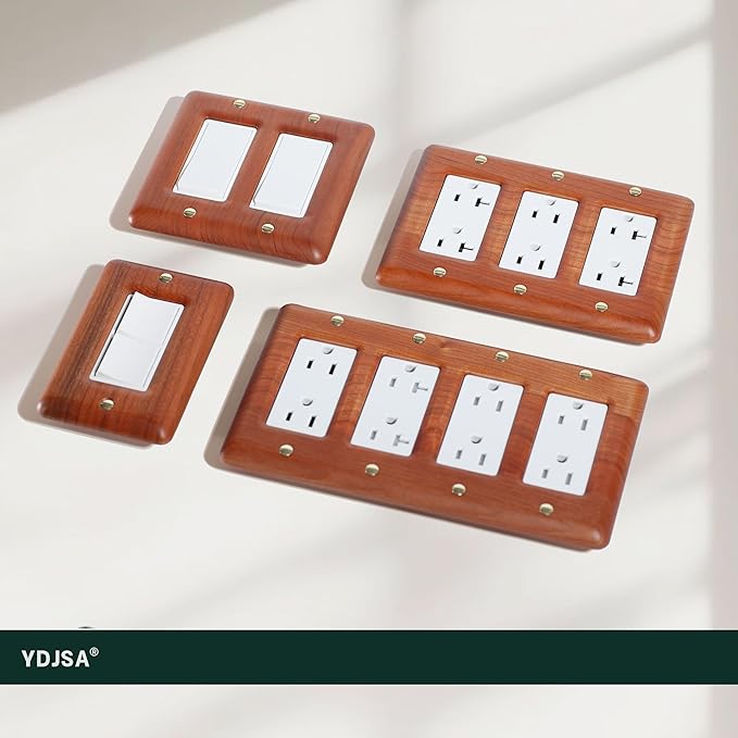 Double Toggle Light Switch Cover Plate Cherry Wood 2 Gang Switch Plate Covers Premium Wood Light Switch Cover Plate Durable and Elegant Design