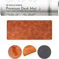 Premium Distressed Faux Vegan Leather Desk Mat | Multifunctional Desk Pad for Home Office | (Brown/Tan, 12" x 27.5")