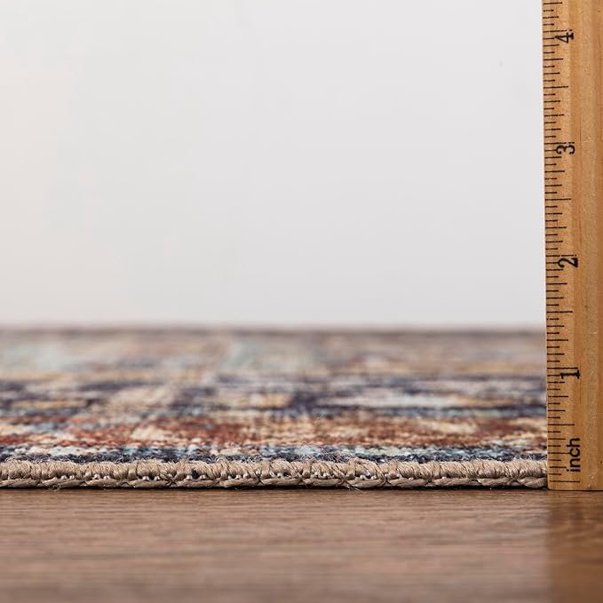 Keen Home Design 2x7 Rug - Machine Washable Runner Rug with Non-Slip Backing, Ideal for Hallway, Entryway, Kitchen, Laundry Room - Vintage, Easy Clean, Durable, Low Pile Rug - (2'6" x 7')