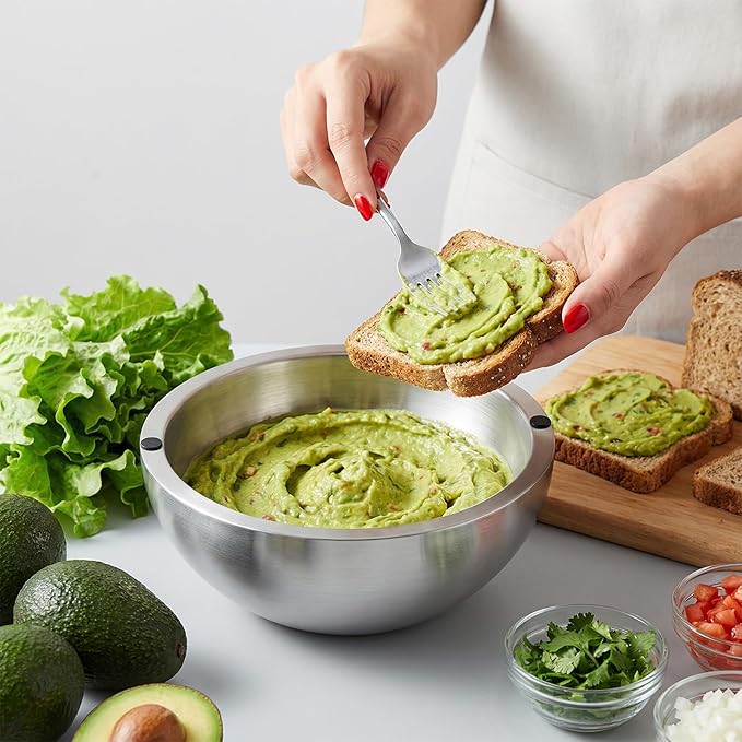 Dip Bowl,Large Heat Insulated Stainless Steel Bowls Ideal for Guacamole Salsa,Double Walled Insulated Cold or Hot Serving Bowl for Parties outdoor(2,70 oz+35 oz)