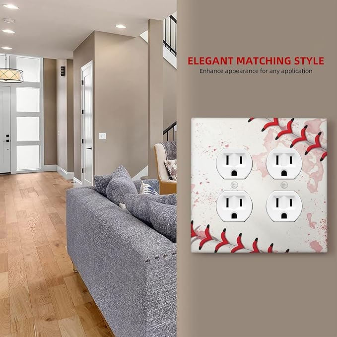 Light Switch Cover Baseball Sports Ball Game 2 Gang Decorative SwitchPlates Double Duplex Wall Plates Switch Plates and Outlet Covers for Bathroom Bedroom Decor