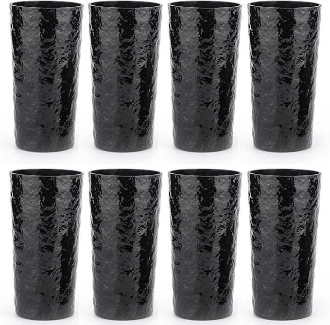 KX-WARE 18-ounce Acrylic Highball Glasses Plastic Tumbler, set of 8 Black