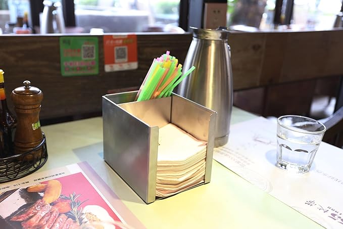 BARsics Stainless Steel Bar Caddy Holder with 2 Compartments for Napkins, Accessories (Pack of 3)