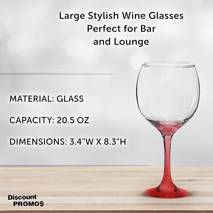 DISCOUNT PROMOS Premiere Wedding Wine Glasses 20.5 oz. Set of 12, Bulk Pack - Restaurant Glassware, Perfect for Red Wine or White Wine - Red