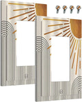 Outlet Covers Mid Century Boho Sun Beige Minimalist Abstract 1 Gang Wall Plate Single Rocker Light Switch Cover Decorative GFCI Receptacle Electrical Switchplate for Bathroom Bedroom （2 Pack）