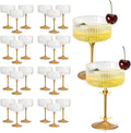 XUWAIDSGN 50 Pcs Champagne Martini Glasses 9 Oz with Gilded Removable Gold Rim Coupe Glasses Pink Martini Glasses Plastic Mimosa Vintage Coupe Glasses Set For Wedding Anniversary (50, Ribbed Gold)